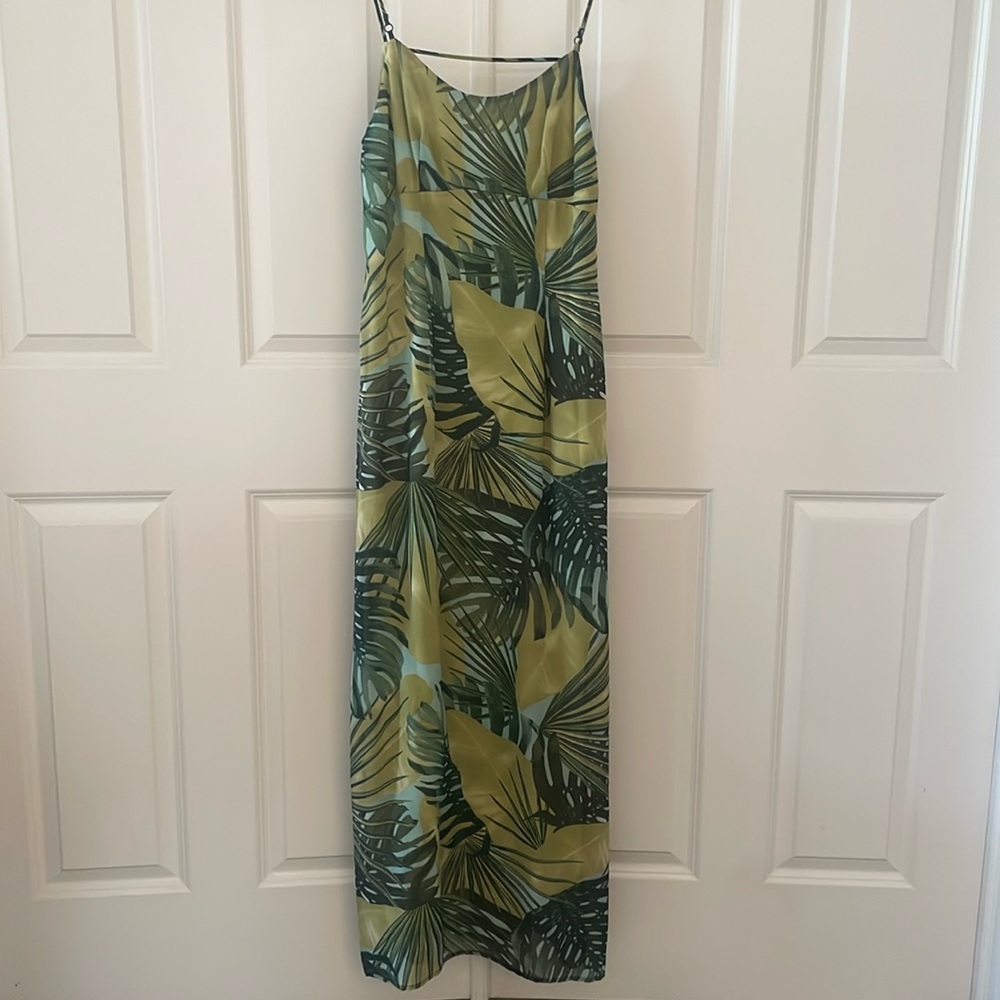 Mica Long spaghetti strap dress green. NWT